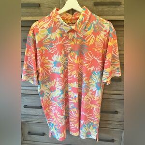 Chubbies Coral Tropical Floral Golf Shirt